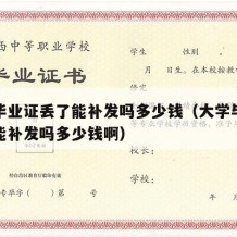 大学毕业证丢了能补发吗多少钱（大学毕业证丢了能补发吗多少钱啊）