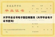 大学毕业证书电子版在哪里找（大学毕业电子证书查询）