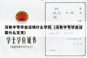 没有中专毕业证填什么学历（没有中专毕业证算什么文凭）