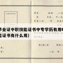 中专毕业证中职技能证书中专学历有用吗（中专技能证书有什么用）