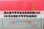 张北县中专毕业证高清样图(2006年河北地区中专学生成绩单）