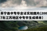 阜宁县中专毕业证实拍图片(2007年江苏地区中专学生成绩单）