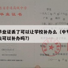 中专毕业证丢了可以让学校补办么（中专毕业证丢失可以补办吗?）