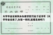 大学毕业证丢失补办原学校只给个证书号（大学毕业证丢了,办张一样的,能看出来吗?）