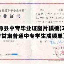 渭源县中专毕业证图片模板(2001年甘肃普通中专学生成绩单）