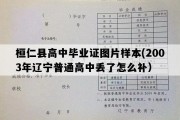 桓仁县高中毕业证图片样本(2003年辽宁普通高中丢了怎么补）