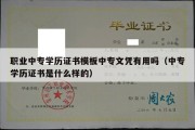 职业中专学历证书模板中专文凭有用吗（中专学历证书是什么样的）