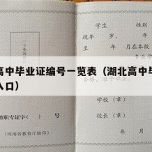 湖北高中毕业证编号一览表（湖北高中毕业证查询入口）