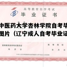 辽宁中医药大学杏林学院自考毕业证高清图片（辽宁成人自考毕业证样图）