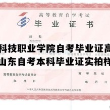 山东科技职业学院自考毕业证高清图片（山东自考本科毕业证实拍样本）