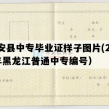 庆安县中专毕业证样子图片(2002年黑龙江普通中专编号）