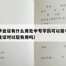 中专毕业证有什么用处中专学历可以报考（中专毕业证对以后有用吗）