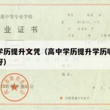 高中学历提升文凭（高中学历提升学历哪个渠道更好）