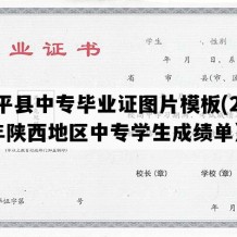 富平县中专毕业证图片模板(2008年陕西地区中专学生成绩单）