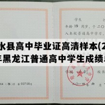 明水县高中毕业证高清样本(2007年黑龙江普通高中学生成绩单）