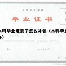 大学本科毕业证丢了怎么补领（本科毕业证丢失补办）