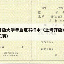 上海开放大学毕业证书样本（上海开放大学毕业登记表）