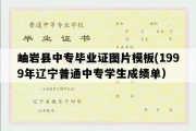 岫岩县中专毕业证图片模板(1999年辽宁普通中专学生成绩单）