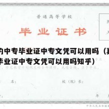 真正的中专毕业证中专文凭可以用吗（真正的中专毕业证中专文凭可以用吗知乎）