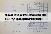 西丰县高中毕业证高清样本(2001年辽宁普通高中学生成绩单）