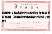 郑州电子信息职业技术学院自考毕业证样图（河南自考本科毕业证样子图片）