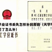 大学毕业证书丢失怎样补回原籍（大学毕业证书不见了怎么补）