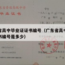 广东省高中毕业证证书编号（广东省高中毕业证证书编号是多少）