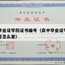 高中毕业证学历证书编号（高中毕业证学历证书编号怎么查）