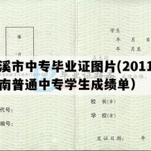 玉溪市中专毕业证图片(2011年云南普通中专学生成绩单）