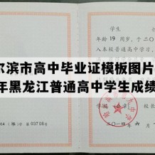 哈尔滨市高中毕业证模板图片(1992年黑龙江普通高中学生成绩单）