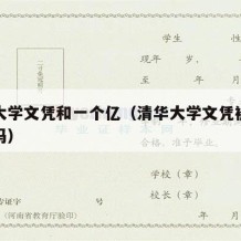 清华大学文凭和一个亿（清华大学文凭被世界认可吗）