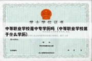 中等职业学校是中专学历吗（中等职业学校属于什么学历）