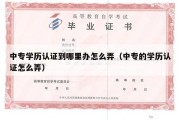 中专学历认证到哪里办怎么弄（中专的学历认证怎么弄）