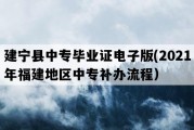 建宁县中专毕业证电子版(2021年福建地区中专补办流程）