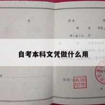 自考本科文凭做什么用