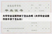 大学毕业证原件掉了怎么办呢（大学毕业证原件找不到了怎么办）