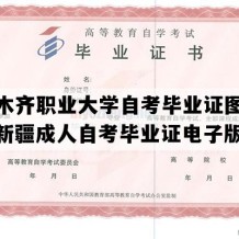 乌鲁木齐职业大学自考毕业证图片模板（新疆成人自考毕业证电子版图）