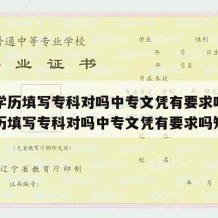 中专学历填写专科对吗中专文凭有要求吗（中专学历填写专科对吗中专文凭有要求吗知乎）