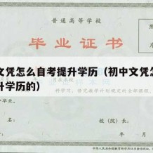 初中文凭怎么自考提升学历（初中文凭怎么自考提升学历的）