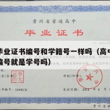 高中毕业证书编号和学籍号一样吗（高中毕业证书编号就是学号吗）