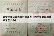 大学毕业证丢失原件怎么办（大学毕业证原件丢了怎么办）