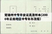 楚雄州中专毕业证高清样本(2000年云南地区中专补办流程）