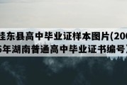 桂东县高中毕业证样本图片(2006年湖南普通高中毕业证书编号）