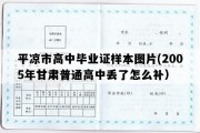 平凉市高中毕业证样本图片(2005年甘肃普通高中丢了怎么补）