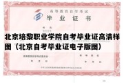 北京培黎职业学院自考毕业证高清样图（北京自考毕业证电子版图）