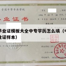 中专毕业证模板大全中专学历怎么填（中专学历毕业证样本）