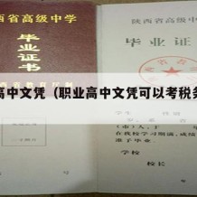 职业高中文凭（职业高中文凭可以考税务师吗）