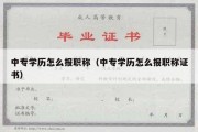 中专学历怎么报职称（中专学历怎么报职称证书）