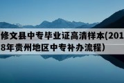 修文县中专毕业证高清样本(2018年贵州地区中专补办流程）