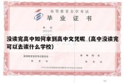 没读完高中如何拿到高中文凭呢（高中没读完可以去读什么学校）